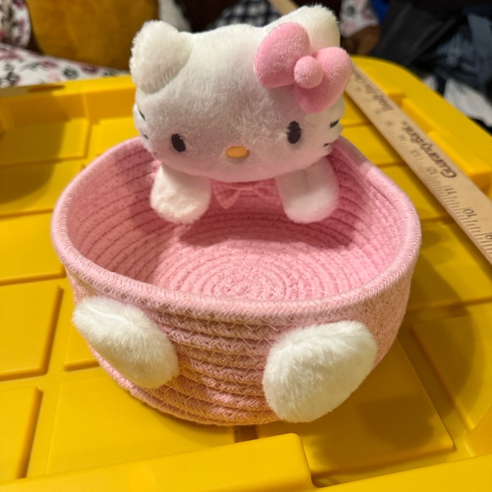 Hello Kitty White and Pink Plush with Basket
